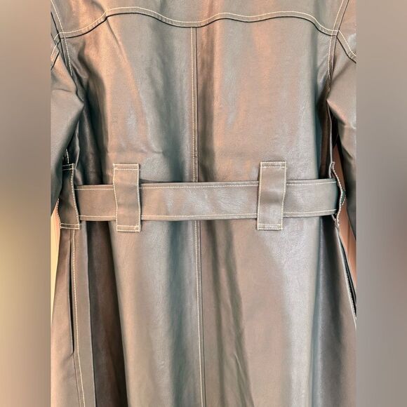 Stine Goya DROPPED SHOULDER HIGH COLLAR COAT - DARK GREEN, size XS - Picture 15 of 16